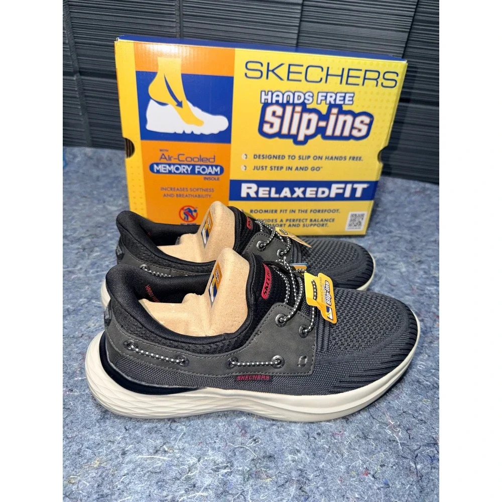 Skechers Mens 8 Hands Free Slip-ins Relaxed Fit Lawson Parasail Black 211108 NEW